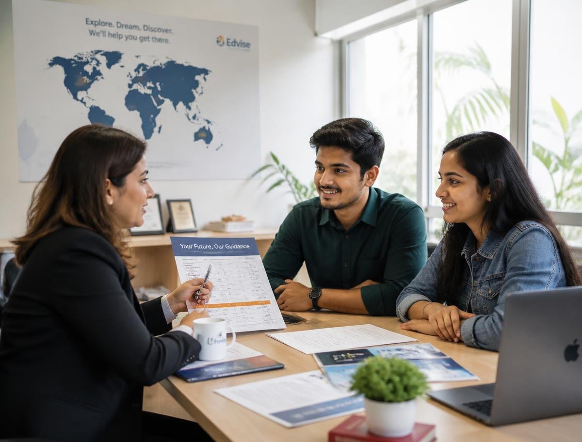 Education counsellor guiding students through admission options